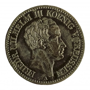 Thaler, silver coin with portrait of Friedrich