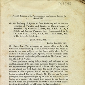 Title page of the Darwin - Wallace paper