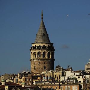 Turkey. Istanbul. Galata Tower. Medieva stone tower in Galat