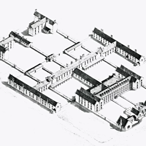 Union Workhouse, Limerick, Ireland, perspective view