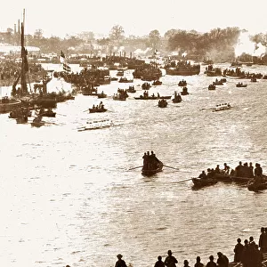 University Boat Race at Barnes London Victorian period
