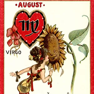 Valentine Zodiac Card for August Virgo Date: 1910