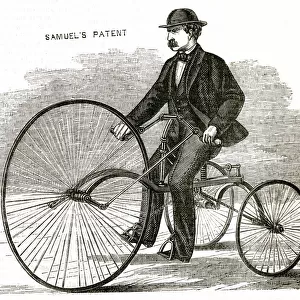 Velocipede, early form of bicycle 1869
