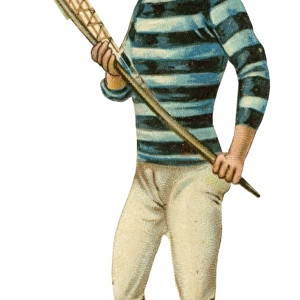 Victorian scrap - lacrosse player