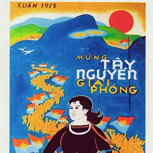 Vietnamese Patriotic Poster - Liberated Central Highlands