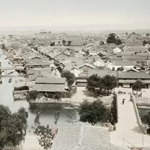 View of Osaka, Japan, with canal