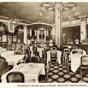 A view of the Pompeian room and lounge at Rectors Restauran