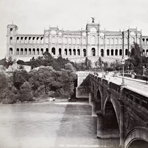 Vintage 19th century photograph - Maximilianeum, Bavarian parliament building, palace