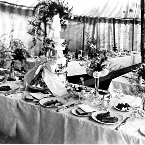 A wedding feast in a marquee in Edwardian times