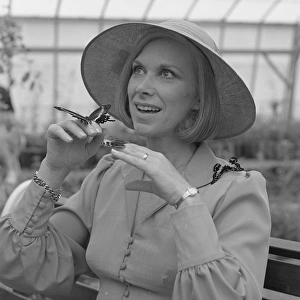 Wendy Craig, English actress, with butterflies