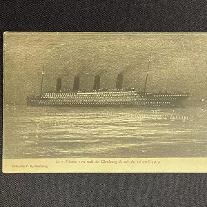 White Star Line, RMS Titanic off Cherbourg, French postcard