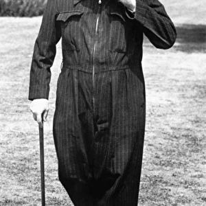 Winston Churchill in his Siren Suit at Chartwell, Kent