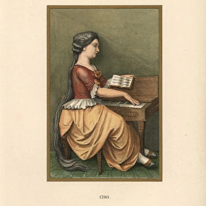 Woman in house clothes playing the piano, 1793