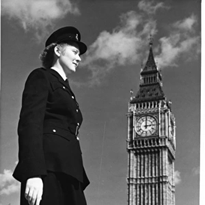 Woman police officer on duty in Westminster, London
