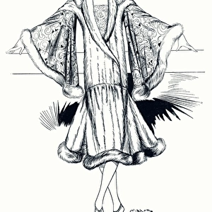 Woman wearing evening clock 1916