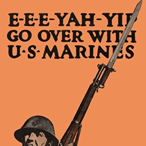 WW1 recruitment poster, Go Over with US Marines