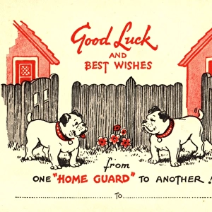 WW2 greetings card, two bulldogs