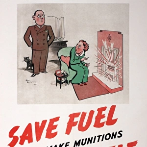 WW2 poster, Save fuel to make munitions for battle