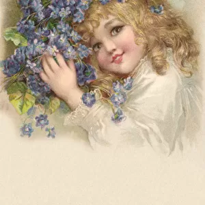 Young girl with violets