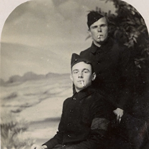 Two young men in military uniform, WW1