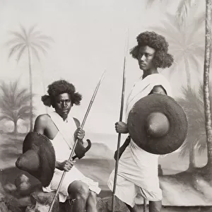 Two young warriors, swords, north east Africa