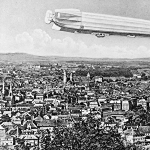 Zeppelin airship over Stuttgart, Germany