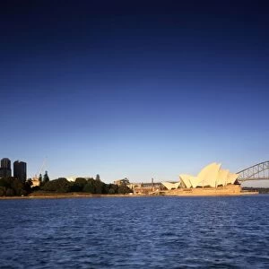 Opera House, Sydney Harbour Bridge and city skyline Sydney, New South Wales, Australia JLR07513