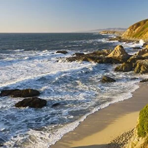 Rocky unspoilt Pacific Ocean coast at Bodega Bay, north California
