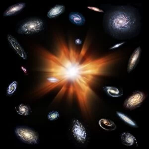 Big Bang and galaxies, artwork C014 / 1242