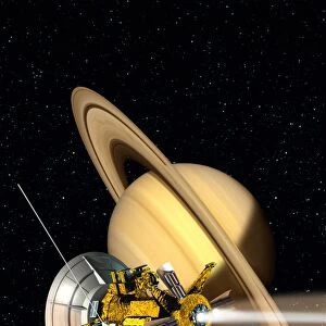 Cassini-Huygens probe at Titan, artwork