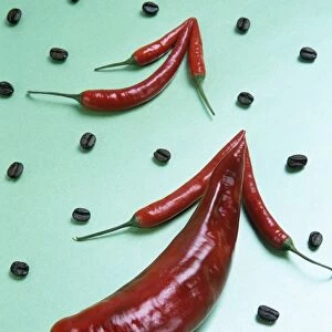 Chillies and coffee beans