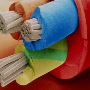 Coloured SEM of 3-core electric cable