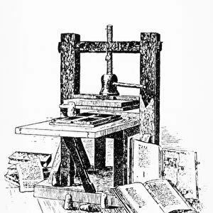 Engraving of a press similar to Gutenberg s