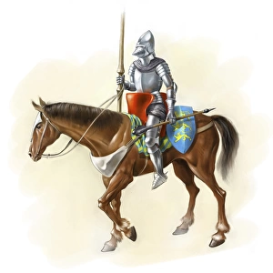 Medieval knight on horseback, artwork C017 / 7253