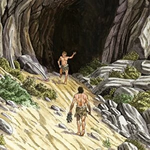 Palaeolithic cave dwellers, artwork C016 / 8300
