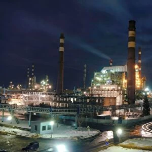 Petrochemical factory at night