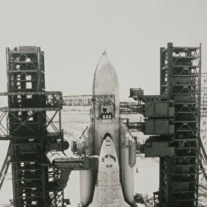 Soviet space shuttle, Buran, on launchpad