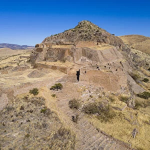 Aerial of the archaeological site of La Quemada (Chicomoztoc), Zacatecas, Mexico