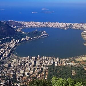 Aerial view of Lago Rodrigo de Freitas and the quarter of Ipanema, Rio de Janeiro