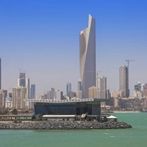 Arabian Gulf and city skyline, Salmiya, Kuwait City, Kuwait, Middle East