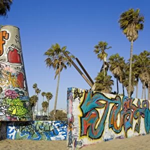 Art Walls, legal graffiti, on Venice Beach, Los Angeles, California, United States of America