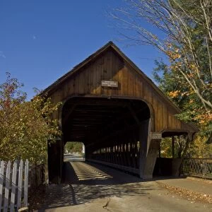 Autumn fall colours around traditional timber covered bridge (Middle Bridge)