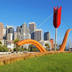 Bow and Arrow Sculpture in Rincon Park, Embarcadero, San Francisco, California, United