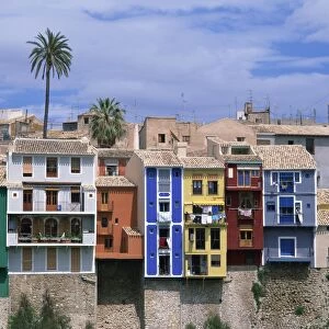 Brightly painted houses at Villajoyosa in Valencia