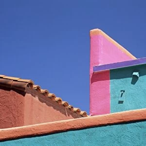 Colourful roof detail in village