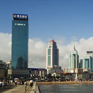 Modern skyscrapers in the seaside beach resort and host of the sailing events of the 2008 Olympic Games, Qingdao, Shandong Province