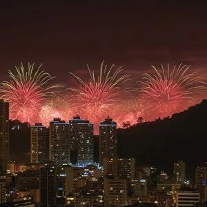 New Years Fireworks over Rio de Janeiro, Brazil, South America