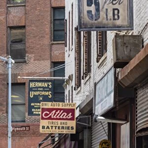 Old business signs in DUMBO (Down Under Brooklyn Bridge Overpass), Brooklyn, New York, United States of America, North America
