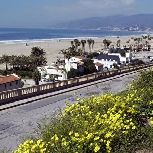 Pacific Coast Highway and Malibu viewed from Palisades Park, Santa Monica