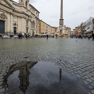Piazza Navona with Fountain of the Four Rivers and the Egyptian obelisk, Rome, Lazio